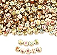 ZHIYUXI 1500PCS Letter Beads Acrylic Colorful Letters Gold Round Beads for Friendship Bracelets 4x7mm Alphabet Beads for Bracelets Necklaces Jewelry Making