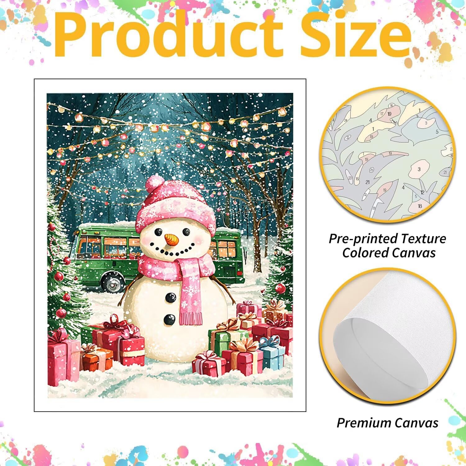 WEISHIWE Muñeco de nieve navideño Pintar por Numeros Adultos, 60x80cm w-879