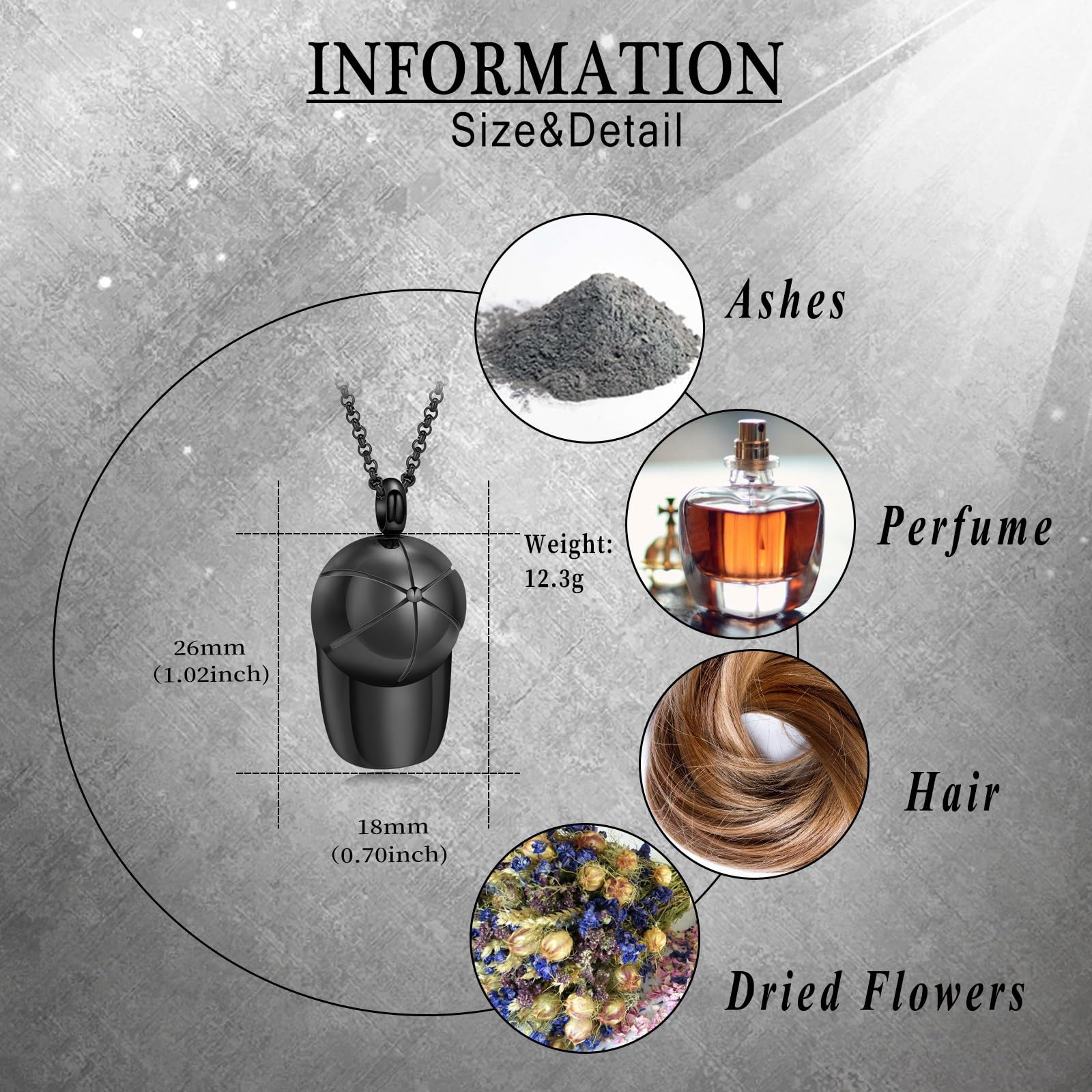 QGJNSGC Hat Cremation Jewellry Baseball Cap Urn Necklace for Ashes for Human Ashes Memorial Urn Necklaces Keepsake Holder - Image 2