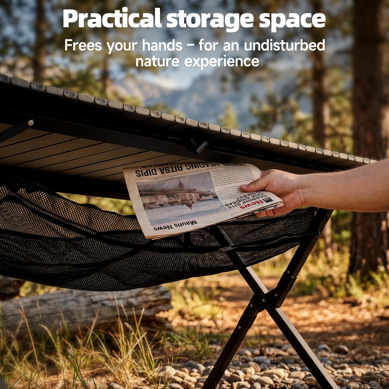 HAUSPROFI Mesa de camping plegable, 120 x 70 x 70 cm, grande para 4-6 personas, mesa plegable de aluminio 100 kg, mesa plegable con bolsa de transporte, mesa portátil para camping, pícnic, jardín