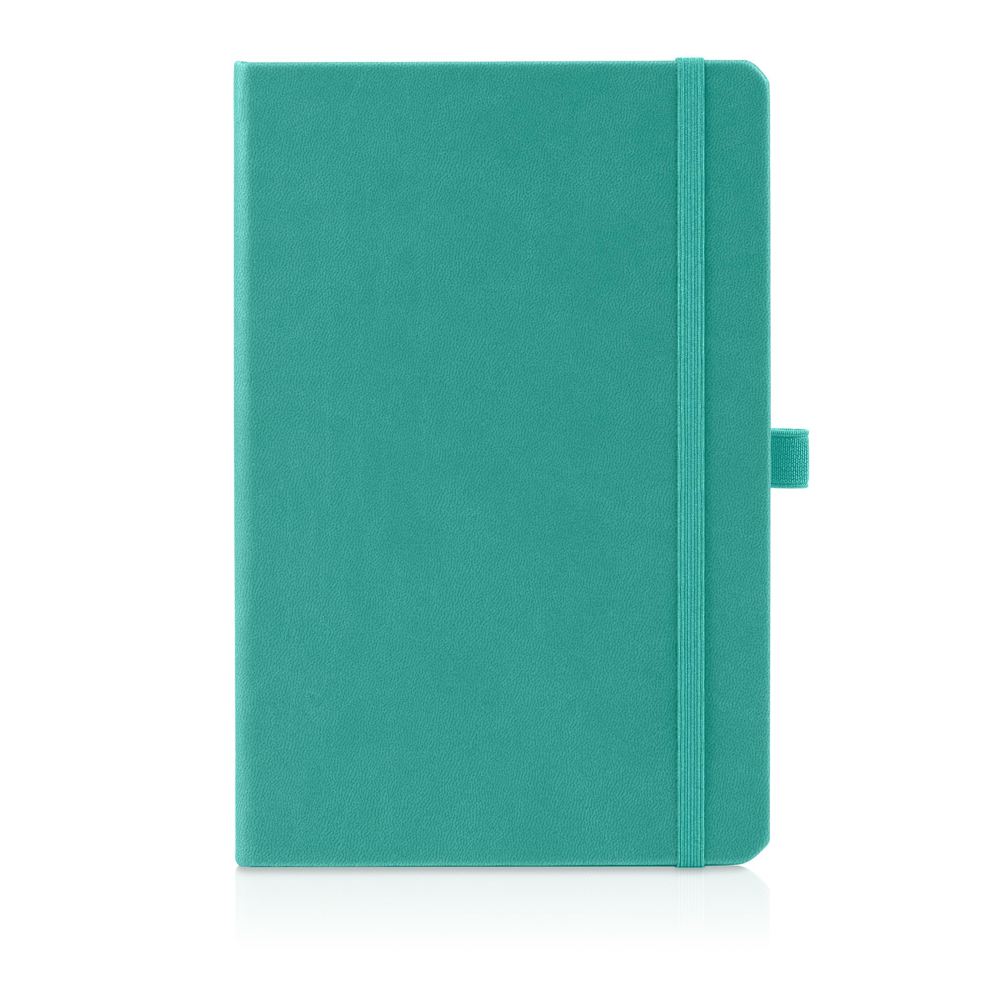 Notes London Confezione da 50 quaderni ecologici A5 con pagine a righe, pagina del contenuto, passante per penna, nastro, pagine numerate, data e tasca per carta, diario con copertina rigida media