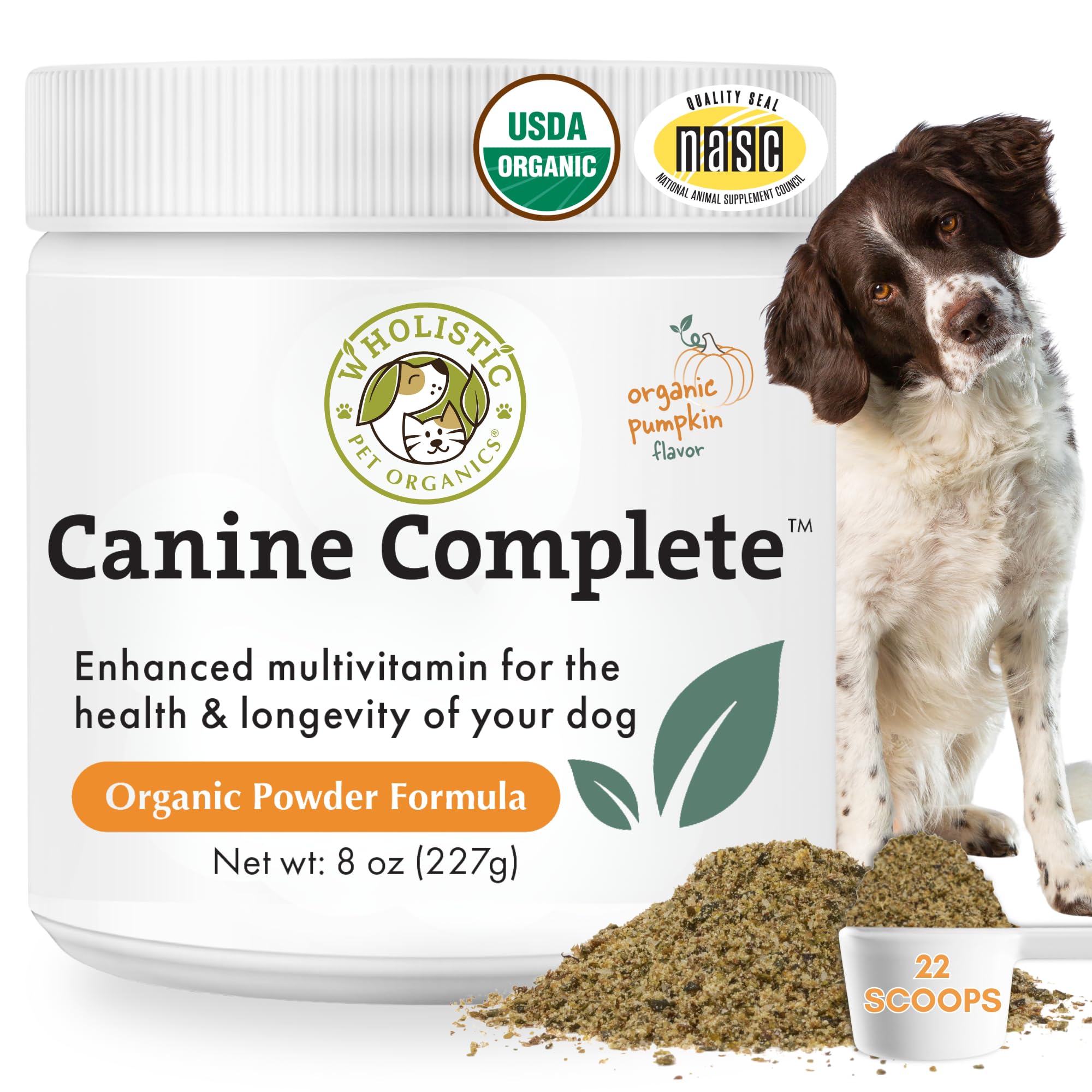 Wholistic Pet Organics Canine Complete - Dog Multivitamin Powder - 8 oz - Daily Dog Vitamins and Supplements for Homemade Food - Immune System, Skin,