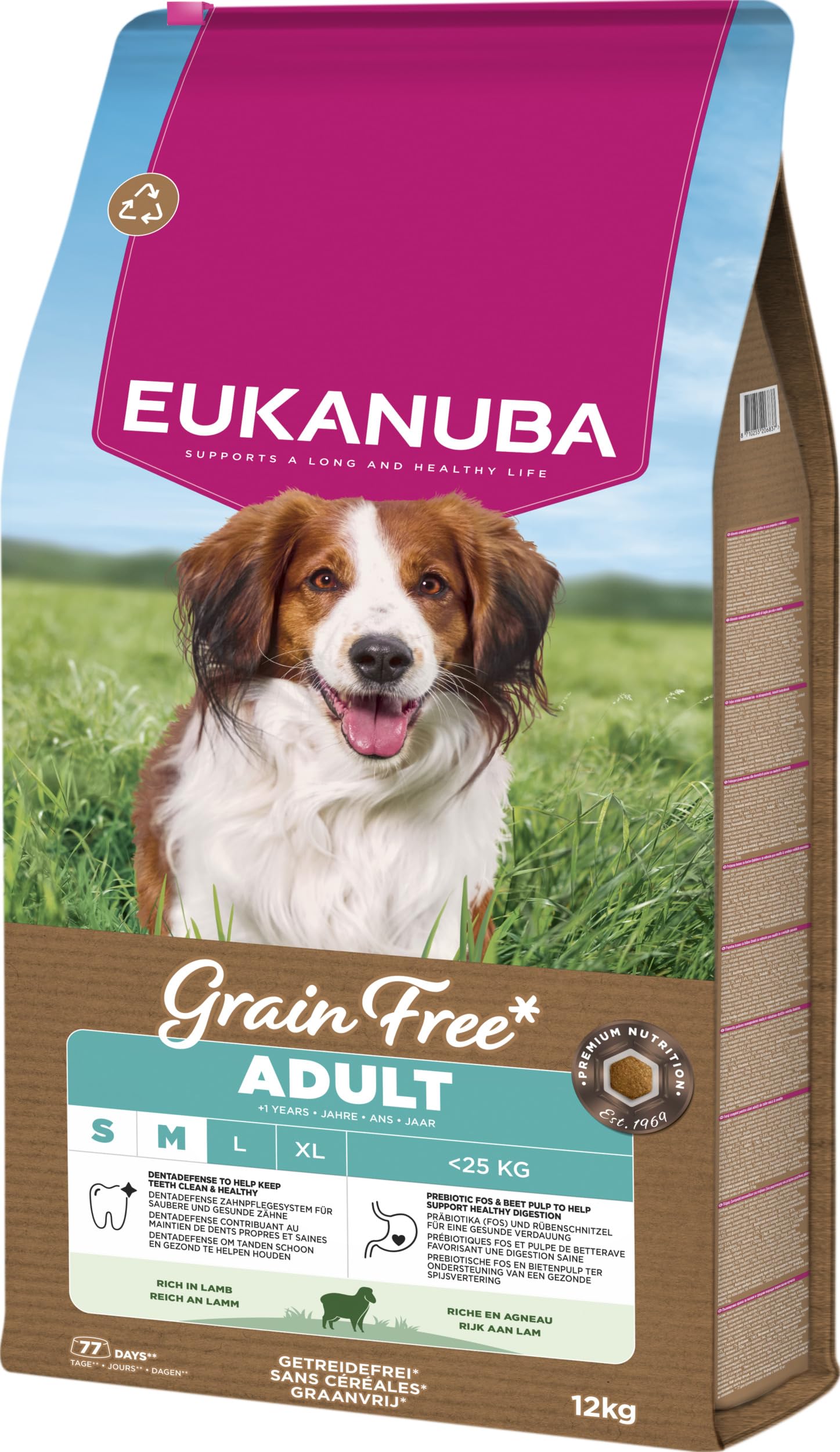 Eukanuba, alimento para Perros sin Cereales con Cordero para Razas pequeñas y Medianas - Alimento seco Premium sin Cereales para Perros Adultos, 12 kg
