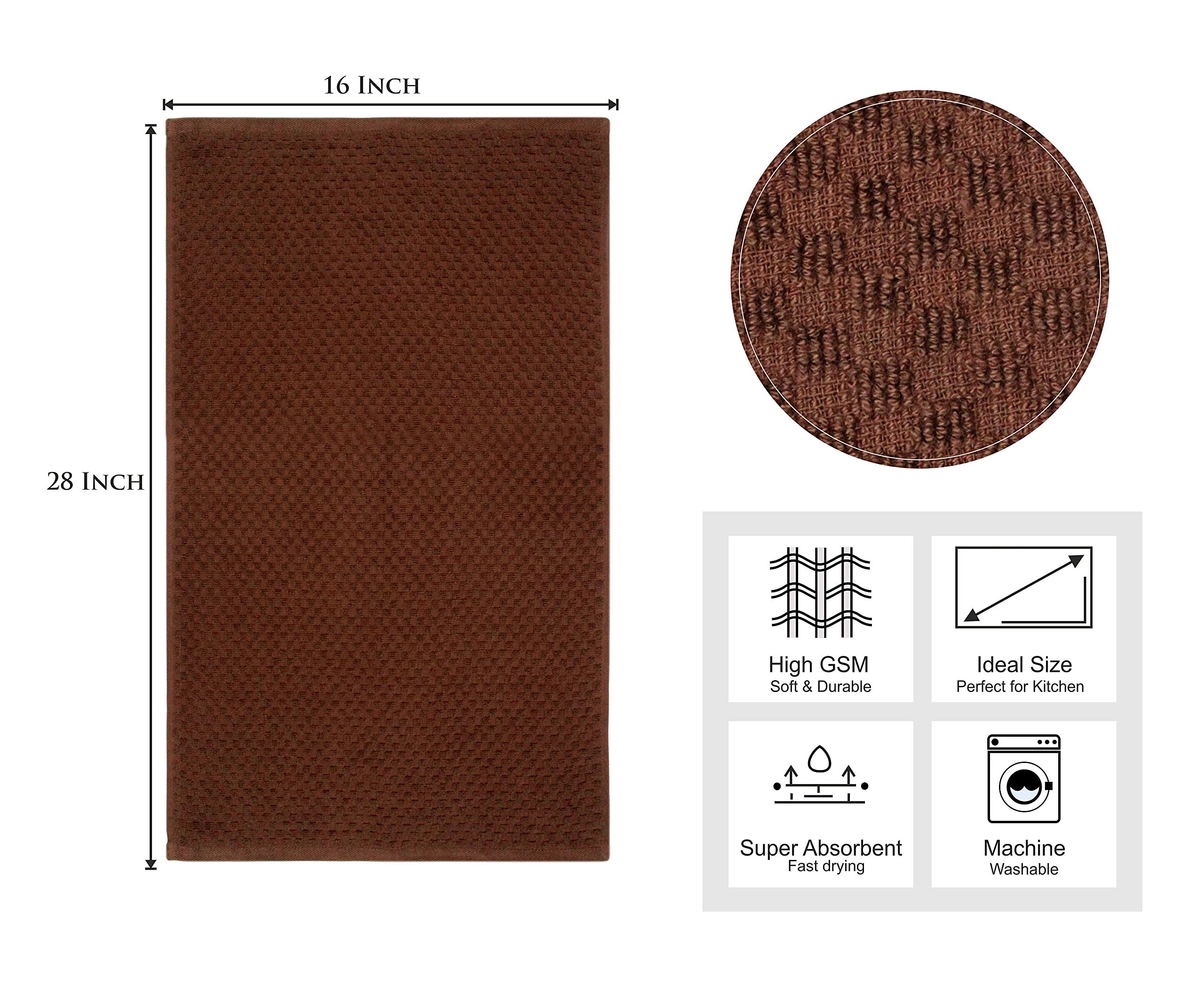 COTTON CRAFT Asciugamani da cucina, 100% cotone, tessuto a nido d'ape, morbidi, assorbenti, ad asciugatura rapida, antipelucchi, riutilizzabili, per dispensa, bar, panno per la pulizia, 40,6 x 71,1 cm