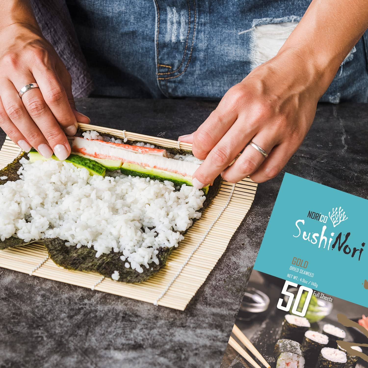 ★nori★！ Norico Sushi Nori, Roasted seaweed Sheets, 50 Full Sheets