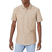 Amazon Essentials Camicia da Uomo a Maniche Corte in Chambray