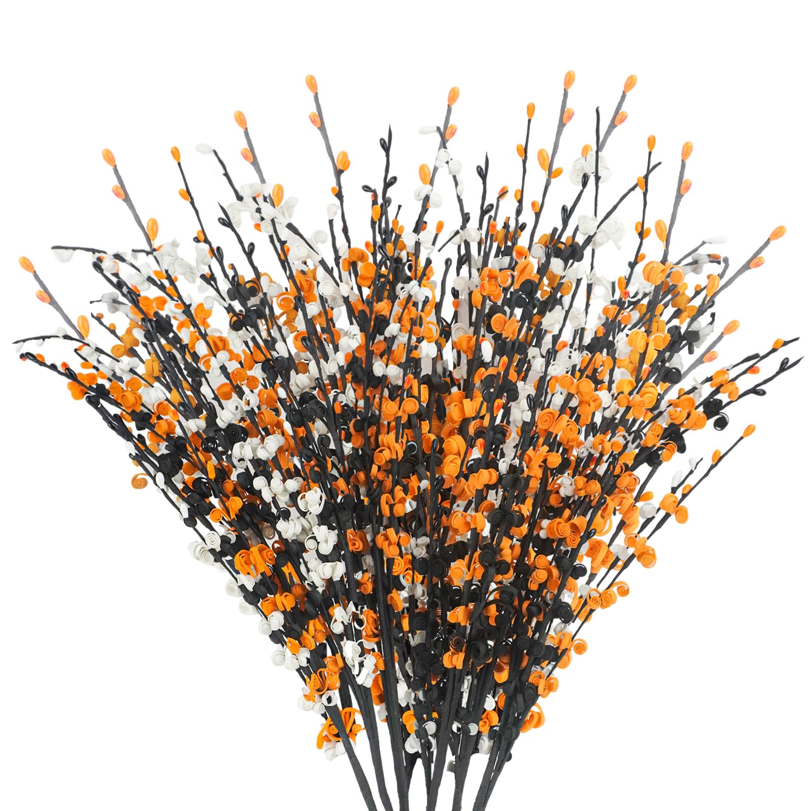 Ruidazon 6 pcs Long Artificial Jasmine Flowers,Halloween Floral Pick Stems with Black Orange White Jasmine Flowers Halloween Flowers Stems Halloween Decorations for Home Centerpieces