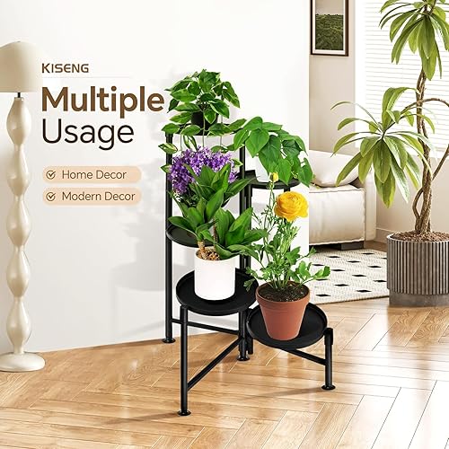 Miniatura 2 de Soporte de plantas de 5 niveles para interior, estante de esquina de metal para exterior, estante alto plegable para múltiples plantas, soporte