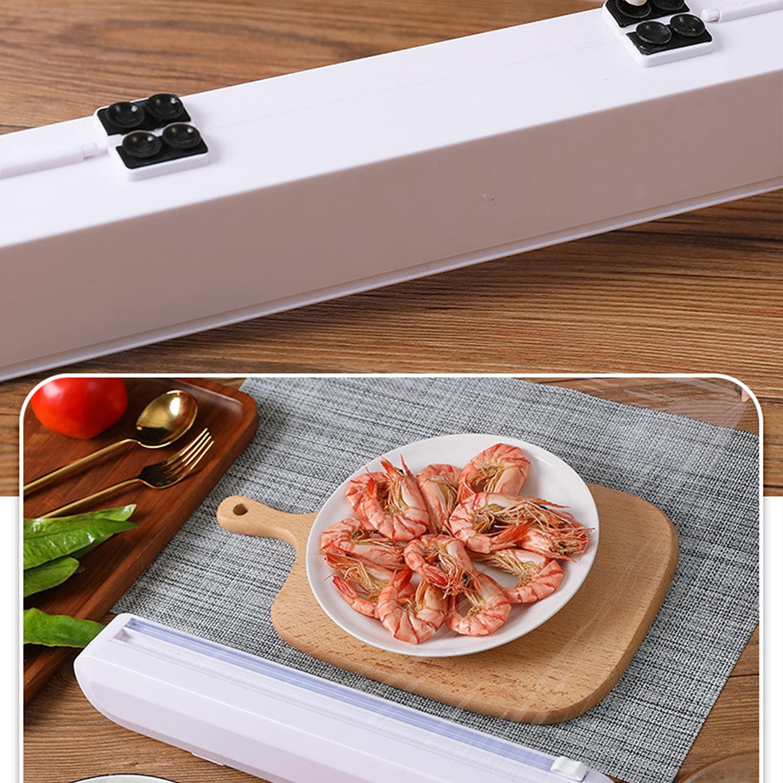Découpeur film Étirable, Distributeur d'Emballage Alimentaire, Boîte De Rangement Et De Découpe Réglable, Pour Film Étirable, Feuille d'Étain, Cuisine à Domicile, Restaurant (style 2+membrane)