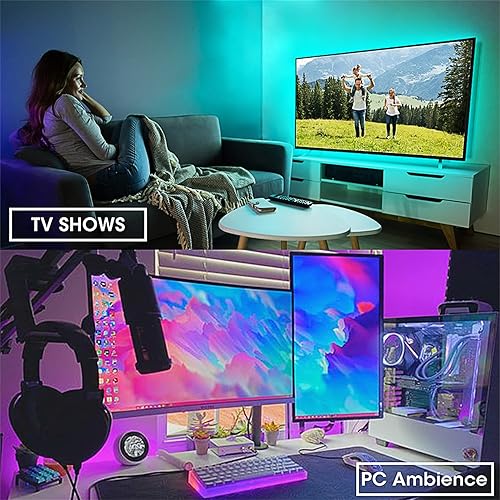 Miniatura 3 de Vansky Tira de luces LED, iluminación sesgada para TV de 40 a 60 pulgadas, tira de luz LED RGB alimentada por USB de 6.6 pies con control remoto,