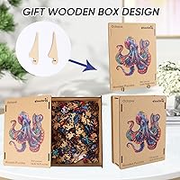 Vista 7 de Qiuenisray Rompecabezas de 500 piezas para adultos, rompecabezas de pulpo de madera, rompecabezas geniales certificados FSC, pieza de rompecabezas