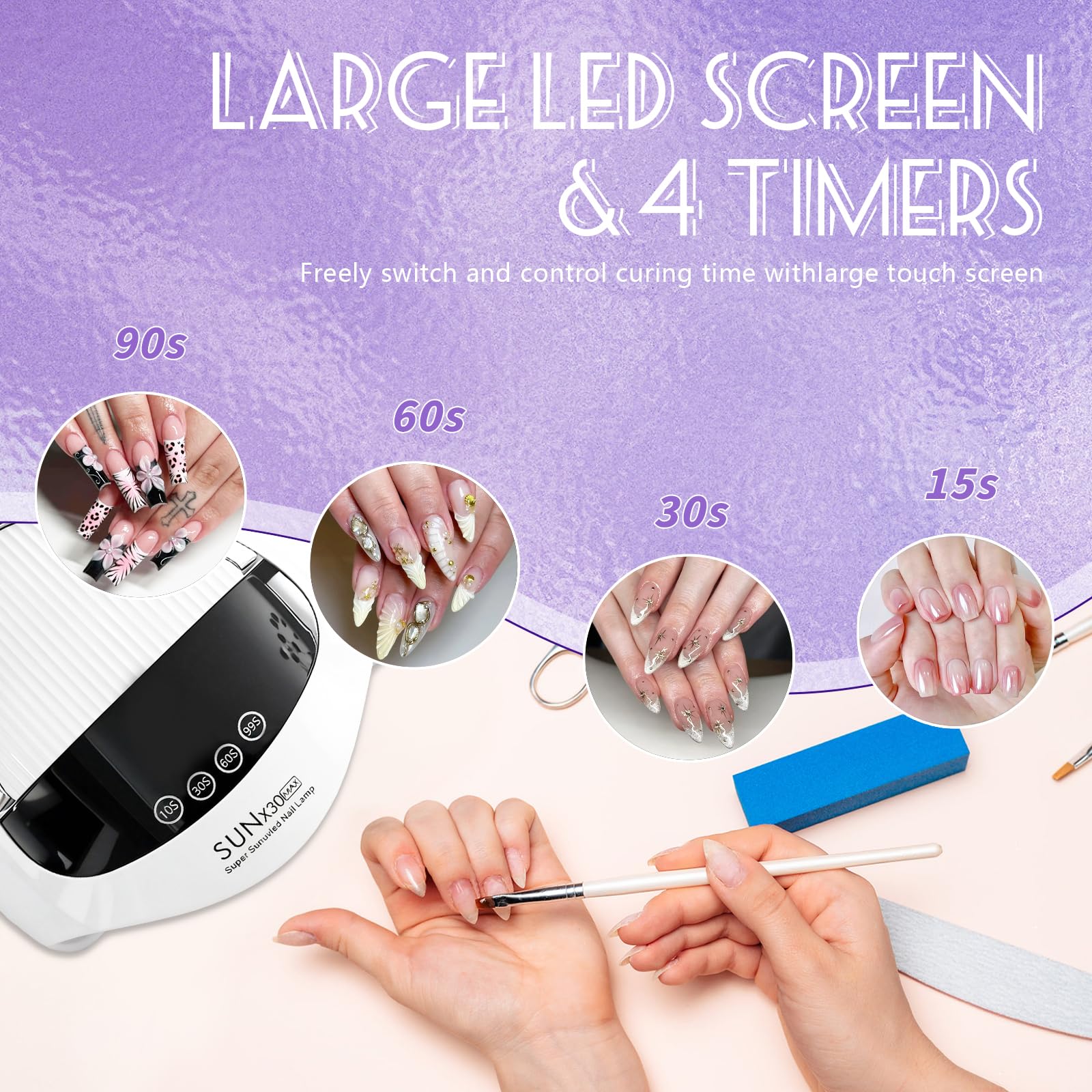 LÁMPARA UV/LED PARA UÑAS 500 W - Secador de uñas con 90 LED y sensor automático