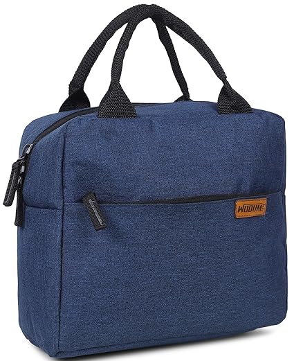 Wooum Lunch Bag for Men, Women, Lunch Bag for Office, Travel Lunch Pouch, Water Resistant Lunch Box with Handle, Tiffin Lunch Bag for School, College, and Picnic, Navy Blue