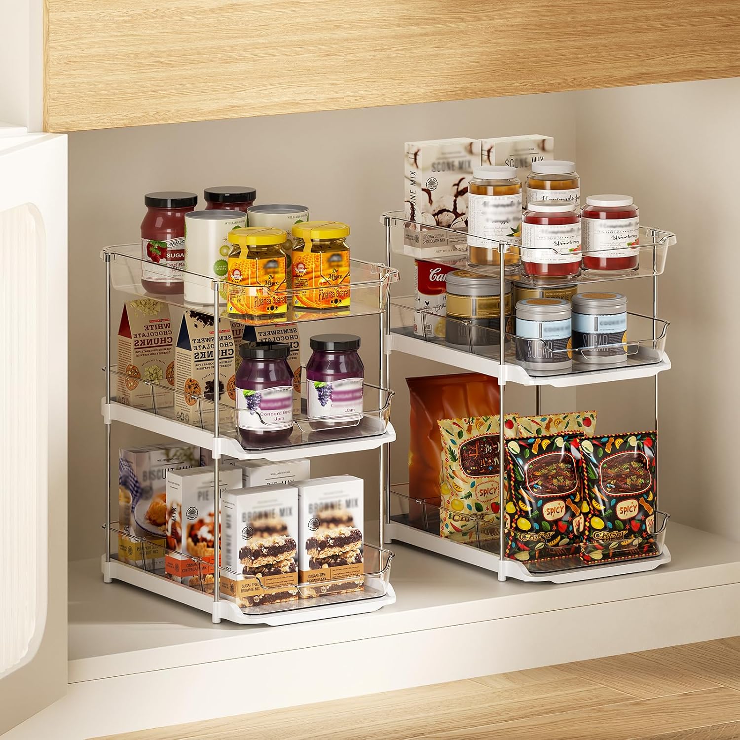 LAMU 2 Pack Bathroom Organizers and Storage, 3-Tier Stackable Under Sink Storage with Pull-Out Drawers & Dividers, Medicine Cabinet Organizer for Kitchen Pantry Organization | 2 Pack, Stackable, Pull-Out Drawers, Dividers - Image 7