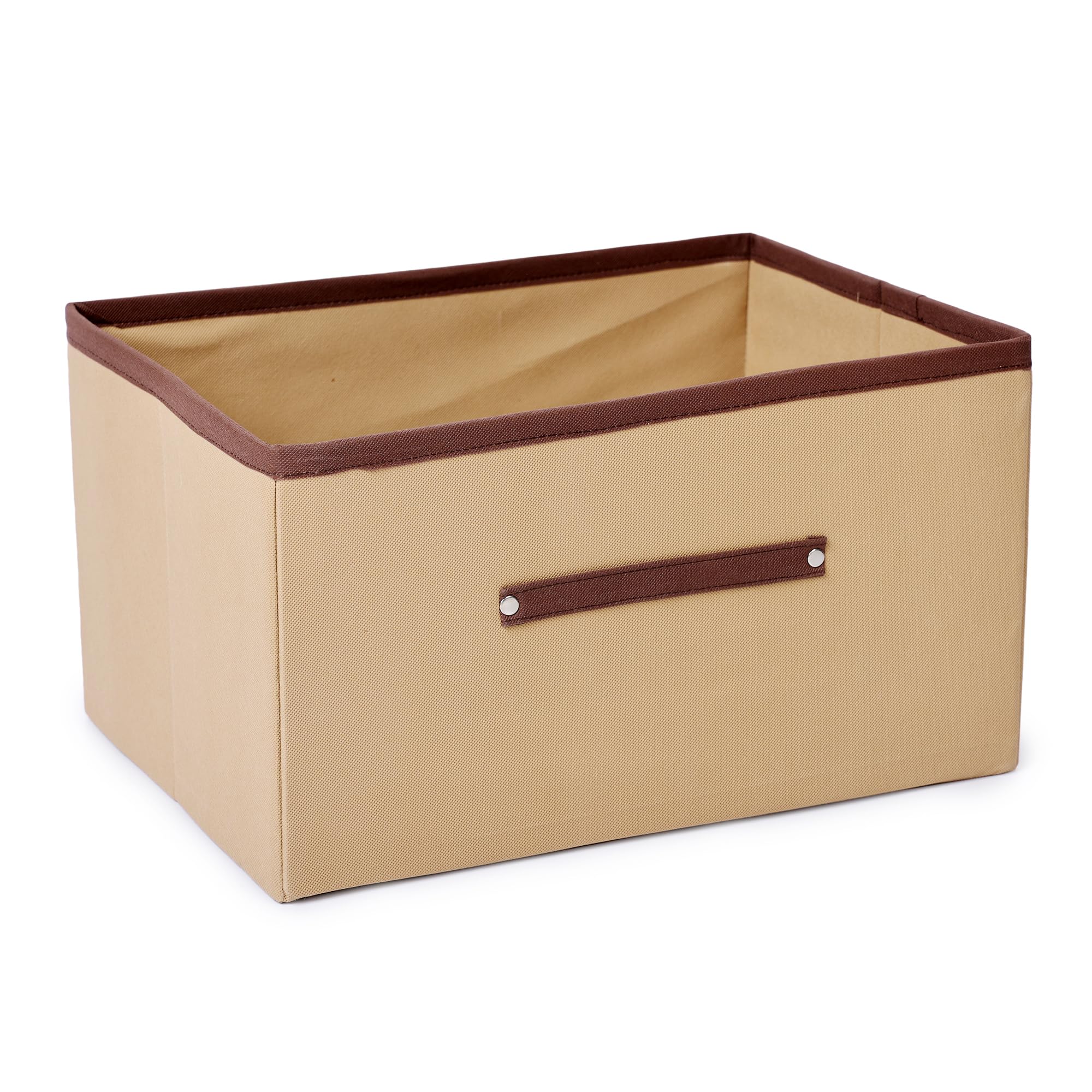 Foldable Clothes Storage Box – Large Capacity Fabric Organizer for Wardrobe, Closet Under Bed | Non Woven Storage Bins Basket with Handles for Clothes, Toys (Beige, Pack Of 1)-image-27