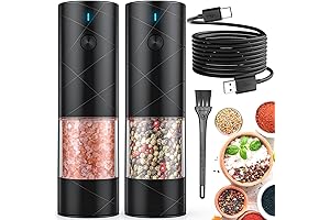 2-Pack Electric Salt and Pepper Grinder Set with LED Light for Precise Grinding