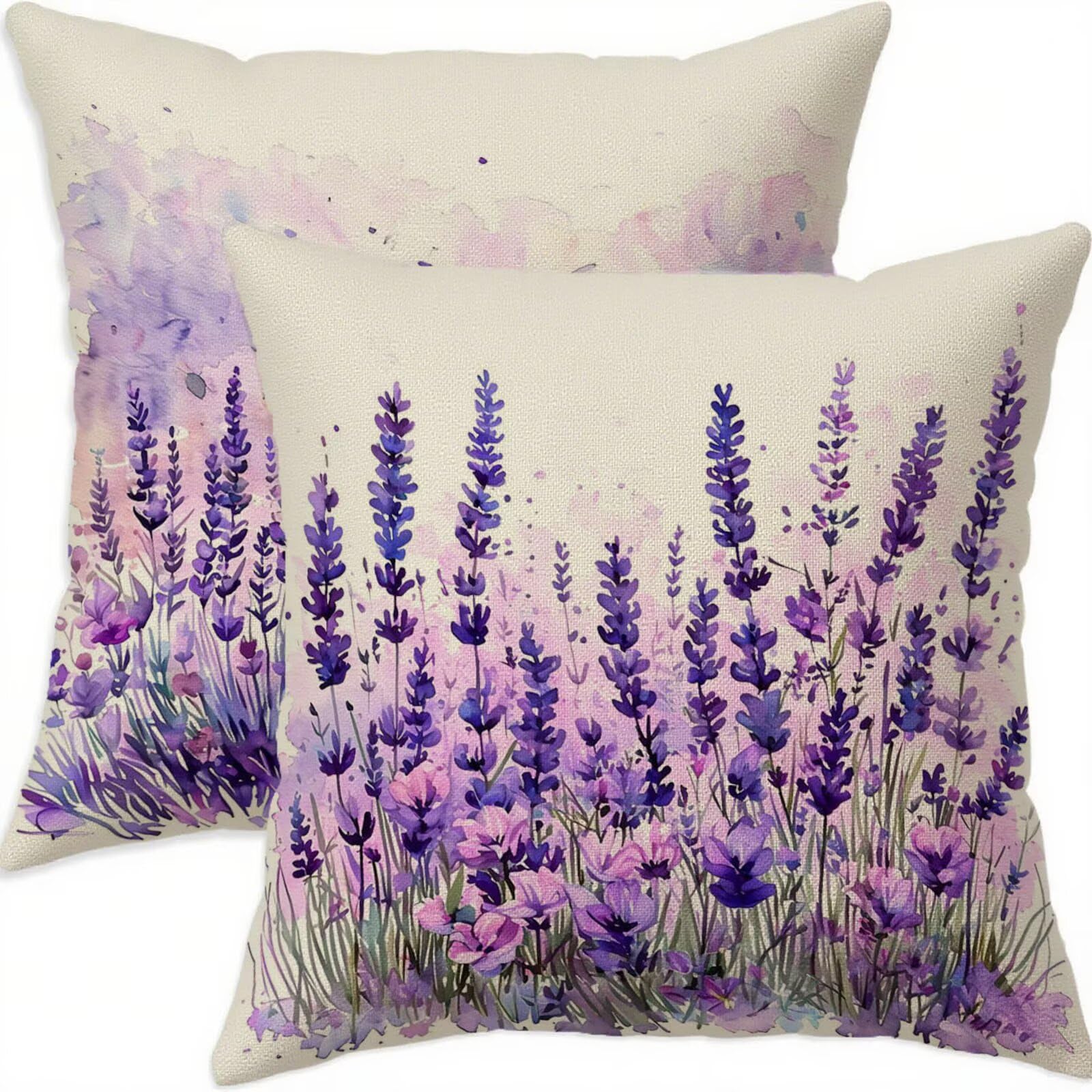 Housse de coussin 60x60 cm en lin violet imperméable lot de 2 pour la décoration du salon
