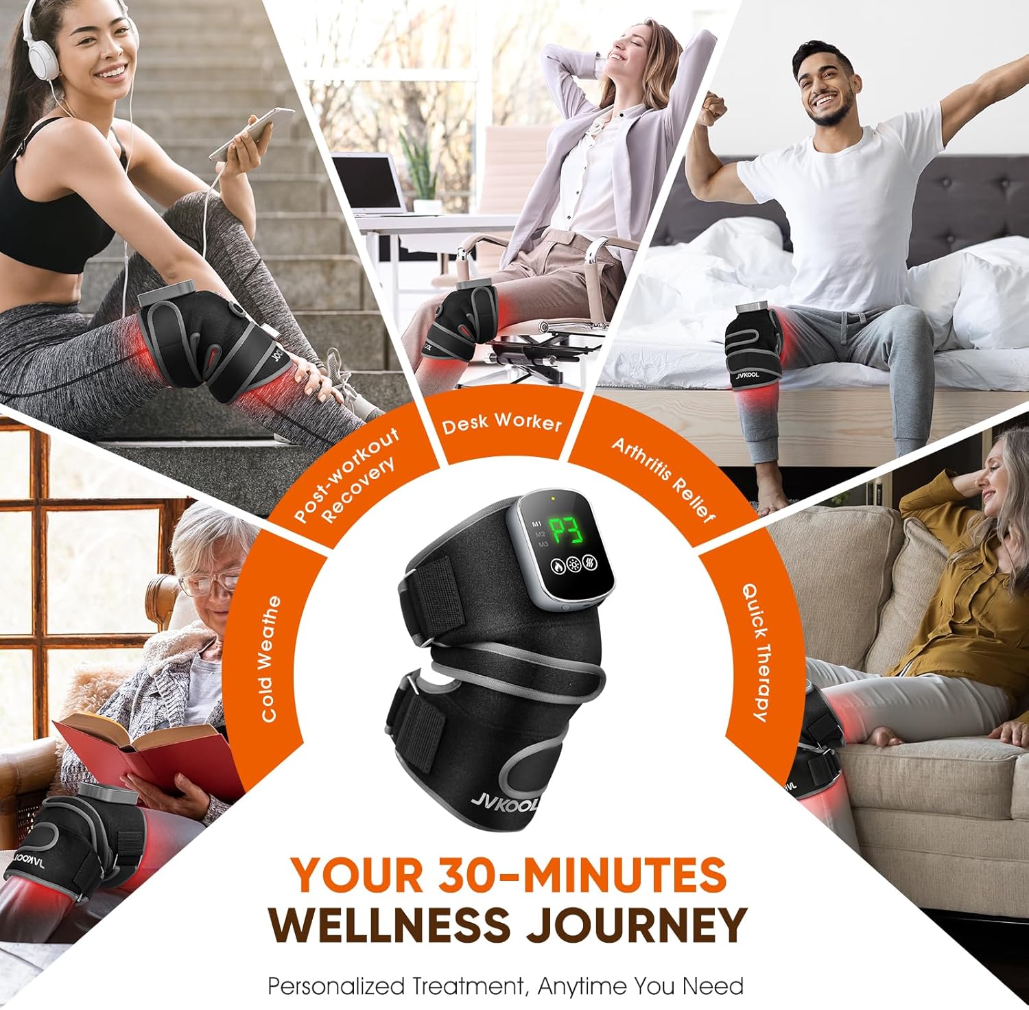 Knee Massager with Heating and Red Light Therapy: Infrared Light Therapy Vibration Moodes Knee Brace for Women - Muscle Relaxation Joint Care Pain Relief - Ideal Gifts for Active Men(Grey) - Image 8