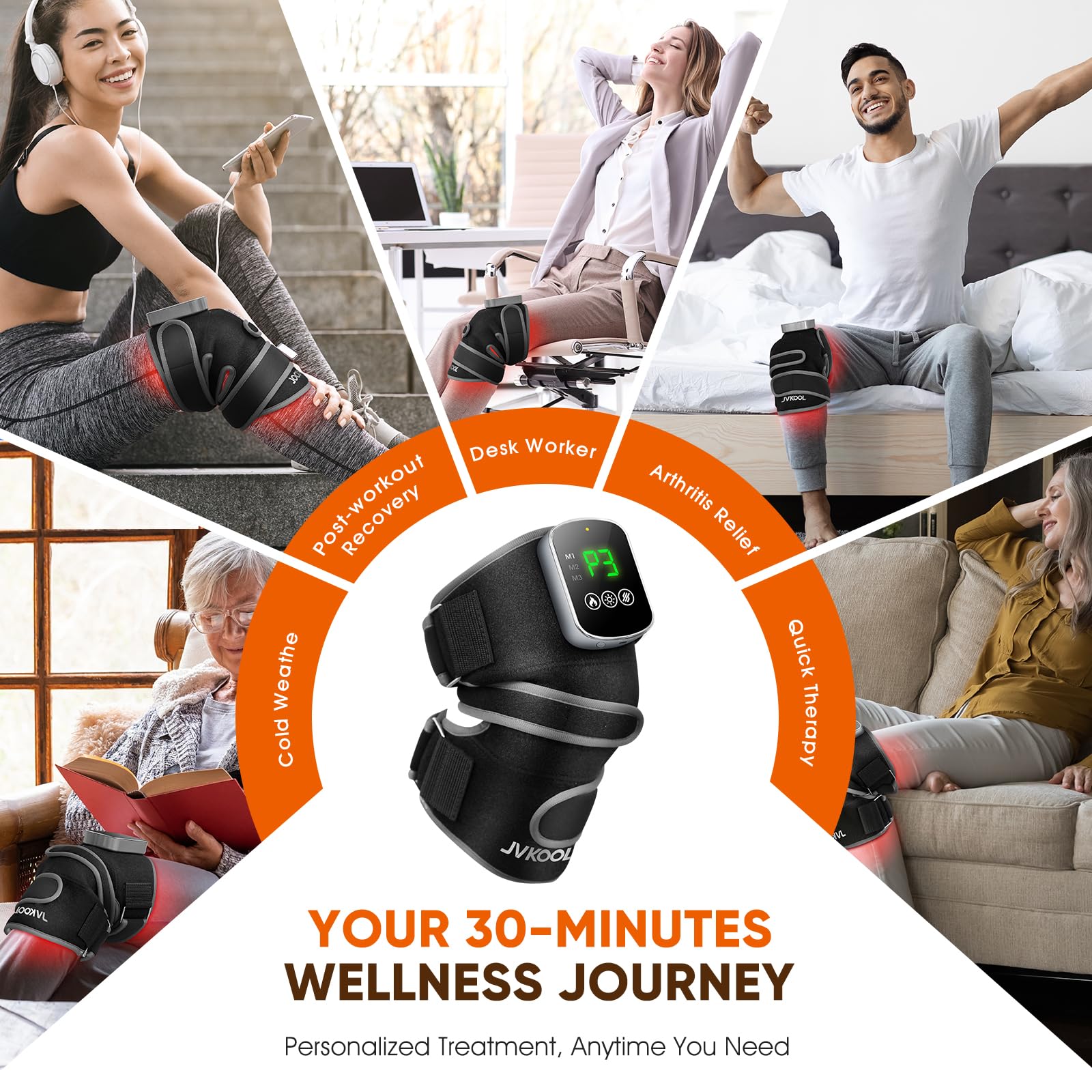 Knee Massager with Heating and Red Light Therapy: Infrared Light Therapy Vibration Moodes Knee Brace for Women - Muscle Relaxation Joint Care Pain Relief - Ideal Gifts for Active Men