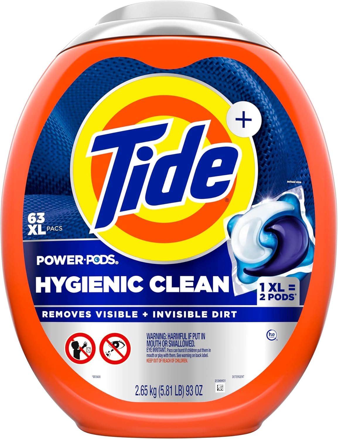 Tide Hygienic Clean Power PODS Laundry Detergent Pacs, Original Scent, 63 Count, Removes Visible and Invisible Dirt - Image 9