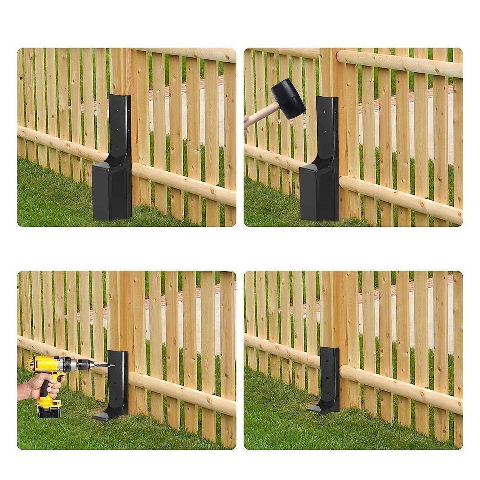 perfk Estaca de reparación de de cerca, hierro resistente, práctico y fácil de usar, estaca de anclaje para de cerca para madera, poste de