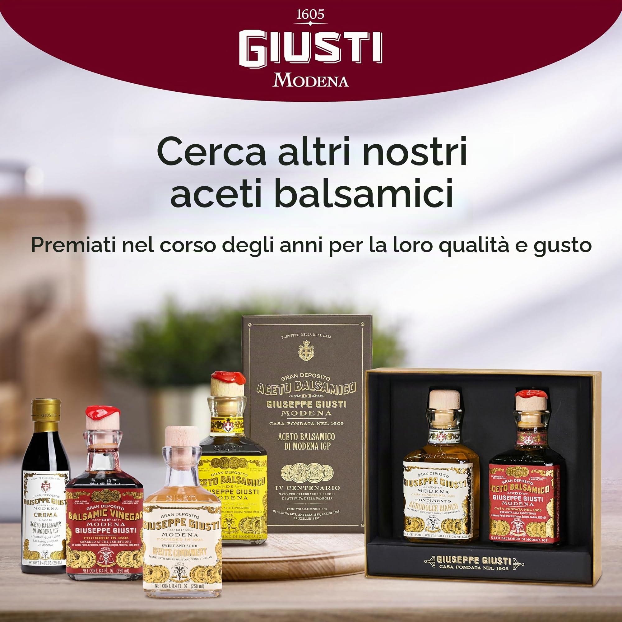 Giusti - Aceto Balsamico di Modena IGP 3 Medaglie d'oro Biologico - Champagnotta 250ml