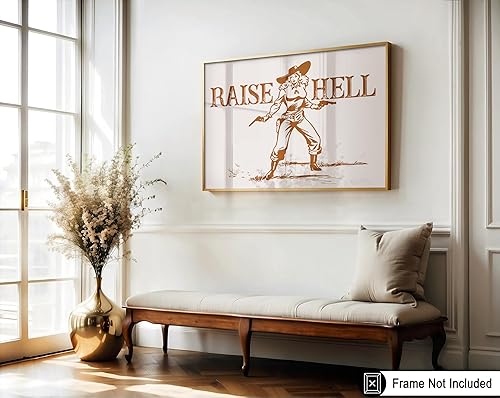 Miniatura 3 de Poster Master Póster de vaquera  Impresión marrón retro de la crianza del infierno  Arte occidental  Arte del salvaje oeste  Arte moderno  Regalo