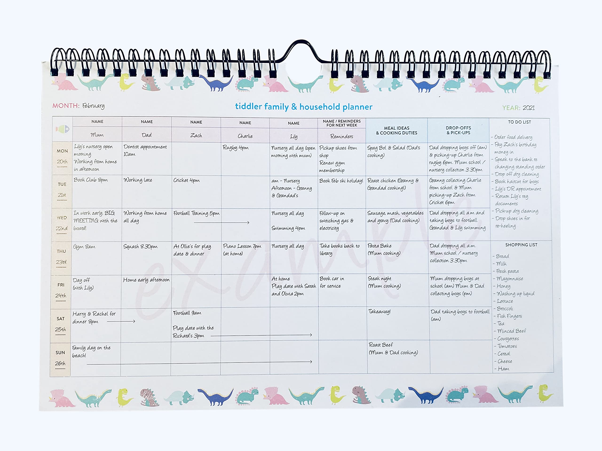 tiddler family & household planner | Undated Weekly Family Organizer / Planner Calendar | Clever Layout in A4 Size (11.7