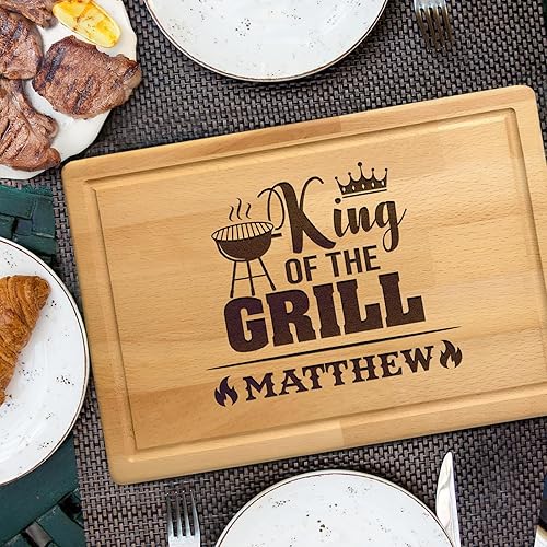 Miniatura 4 de Personalized Cutting Boards, Custom King of the Grill Cutting Board for Men, Dad, Grandpa, Son, Unique Barbeque Grilling Gift Idea for Christmas,