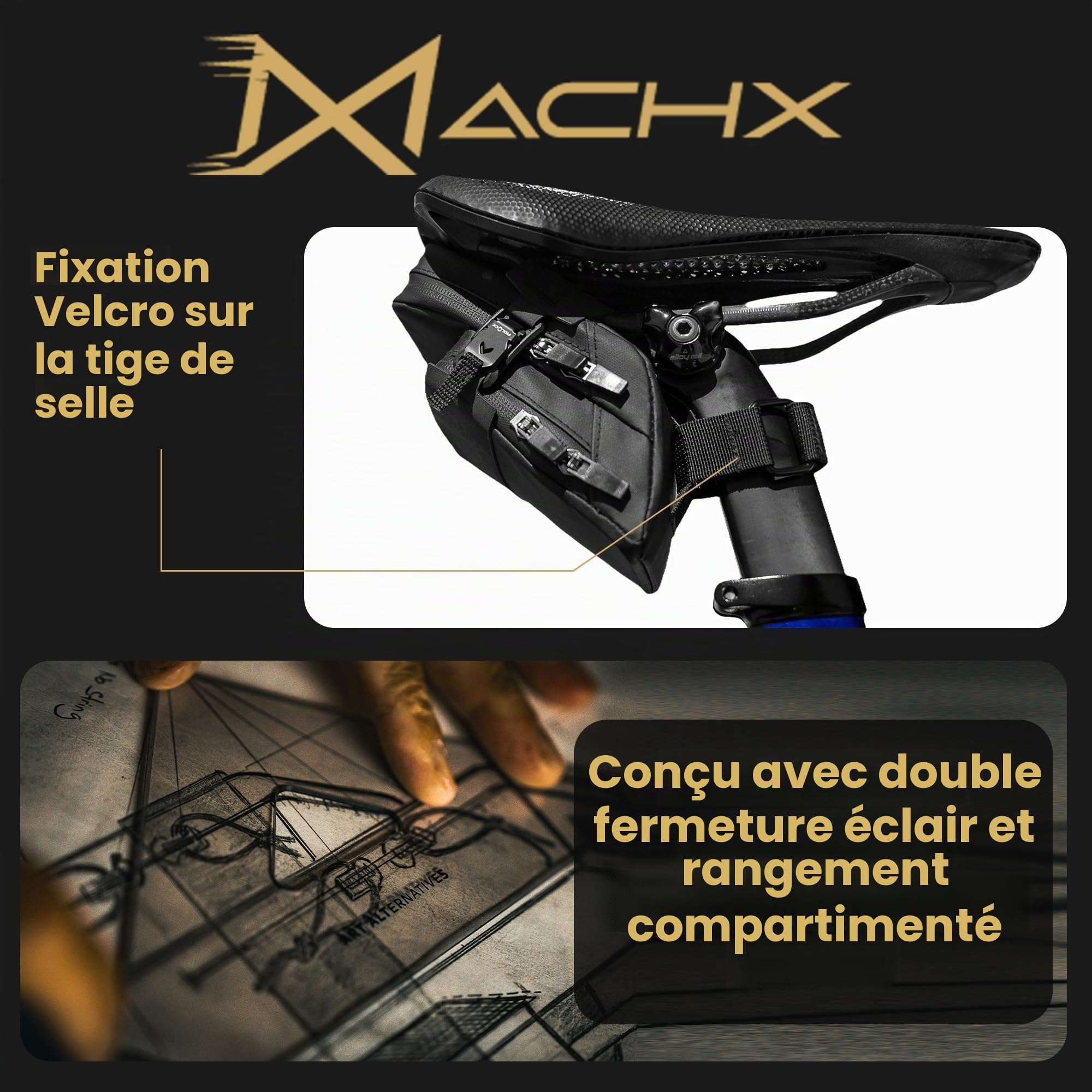 Lumiere & Co. Sac de selle de vélo, Sac de selle de vélo, Mach X