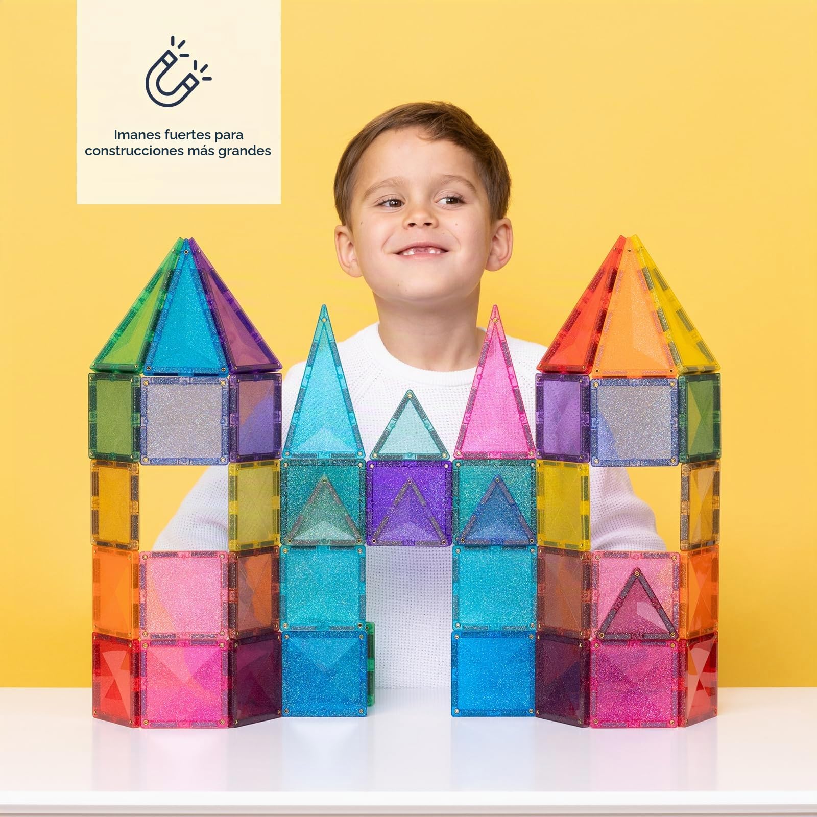 CONNETIX Azulejos Magnéticos Glitter Paquete Castillo, 48 Piezas