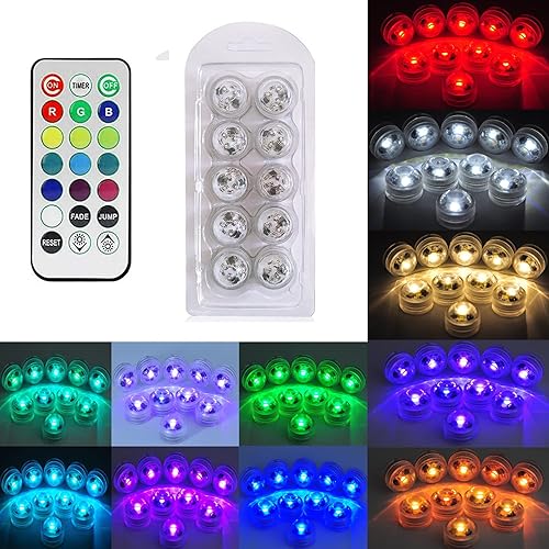 Mini luces LED sumergibles con control remoto, pequeñas velas de té subacuáticas impermeables, velas sin llama, funcionan con pilas, velas RGB