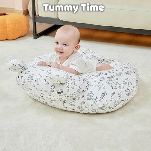 Miniatura 9 de Almohada de lactancia para lactancia, almohada de lactancia materna para apoyo de mamá, correa de cintura ajustable y funda de algodón extraíble,