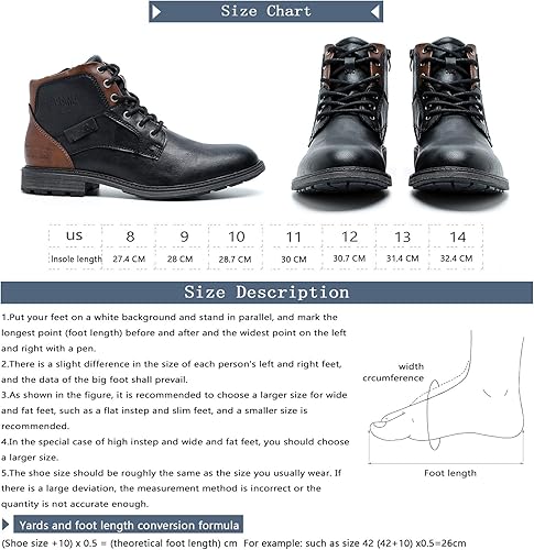 Miniatura 4 de AMAPO Botas Oxford para hombre, botas de vestir con hebilla, botas casuales para hombres con cremallera lateral con cordones