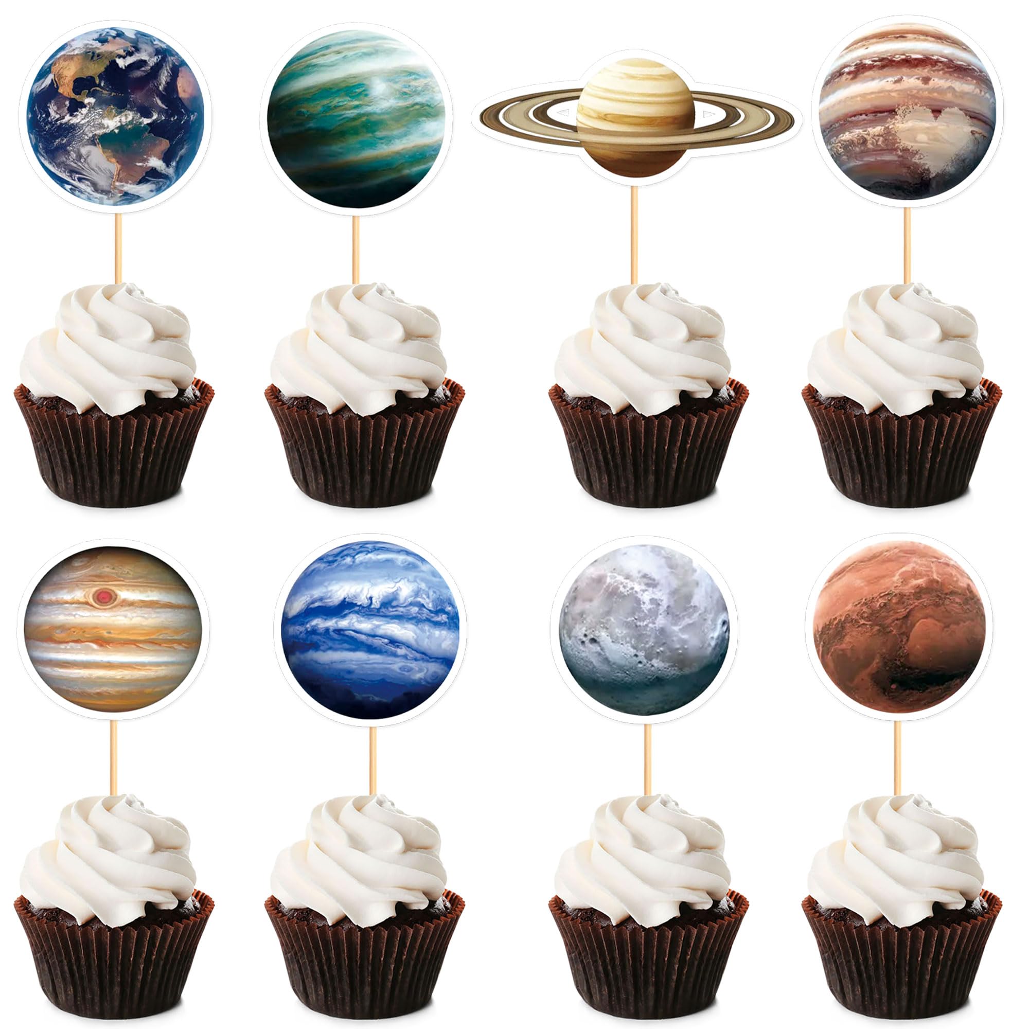 40PCS Space Cupcake Toppers Solar System Galaxy Universe Cupcake Picks Outer Space Theme Boys Girls Baby Shower Birthday Party Cake Decorations Supplies