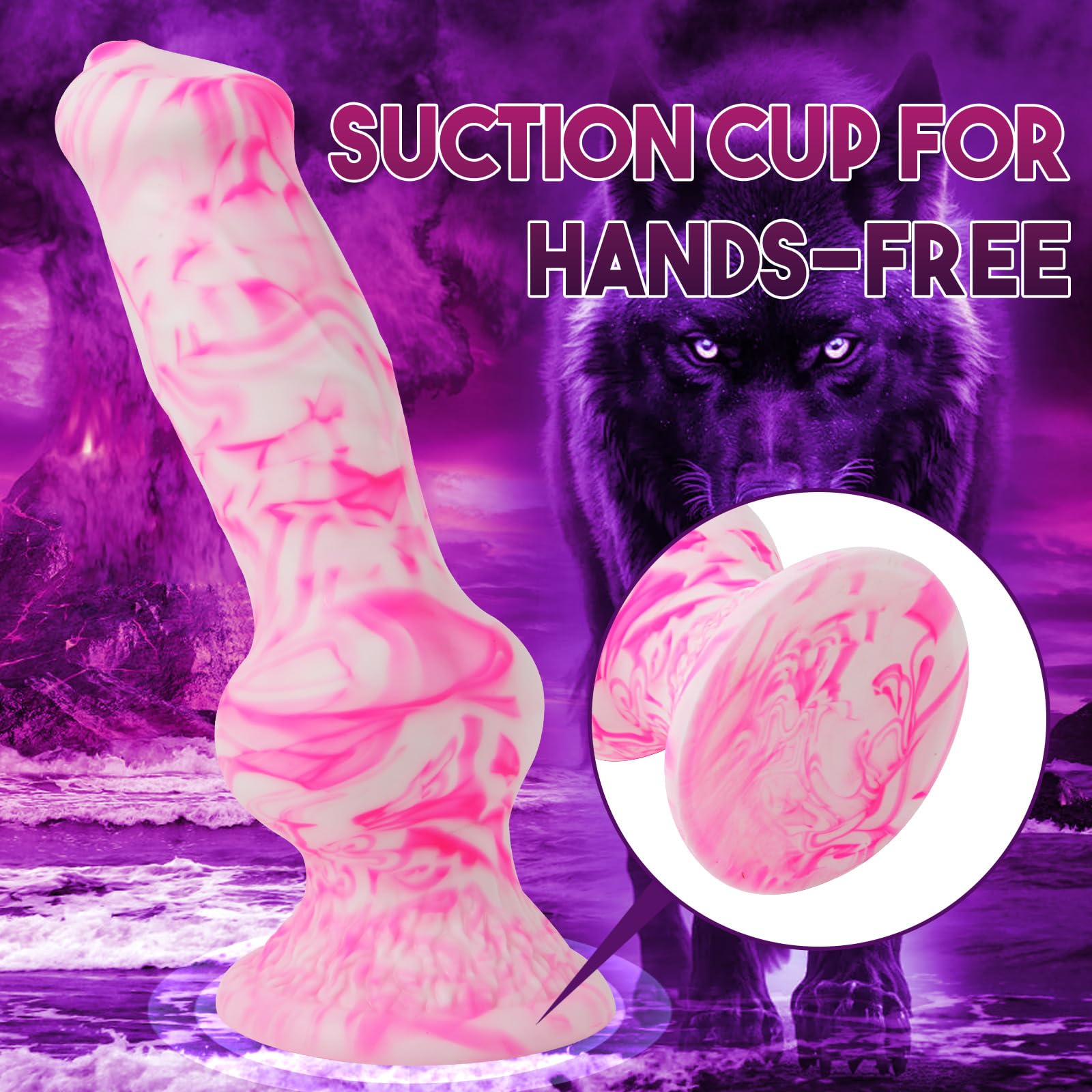 9.5" Knotted Dog Dildo with Strong Suction Cup - 2.88" Large Girth Animal Knot Dildo, Silicone Realistic Wolf Canine Penis Fantasy Anal Plug, Big Thick Flexible Toy for Men Women: 10.62"Knot Dildo