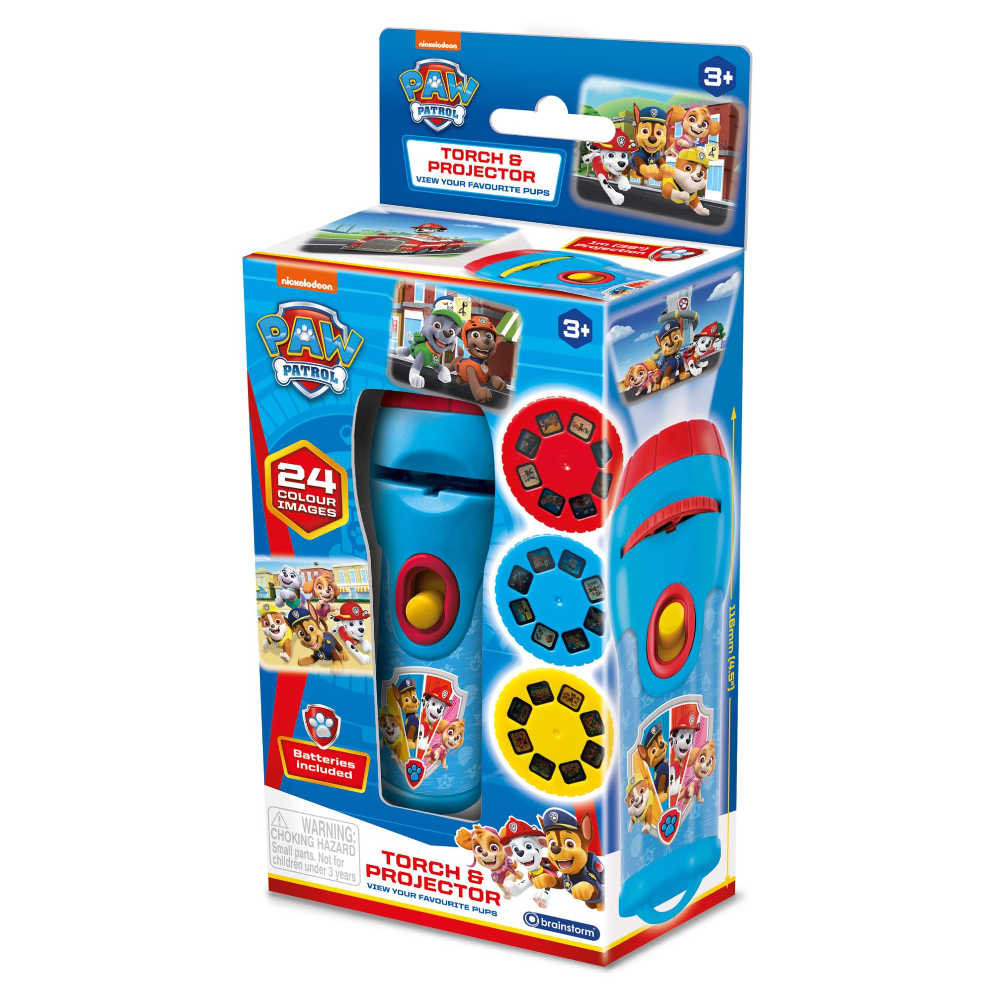 brainstorm Paw Patrol Torch & Projector Linterna y proyector, 4.3 x 1.4 Inches Ltd NIC1003