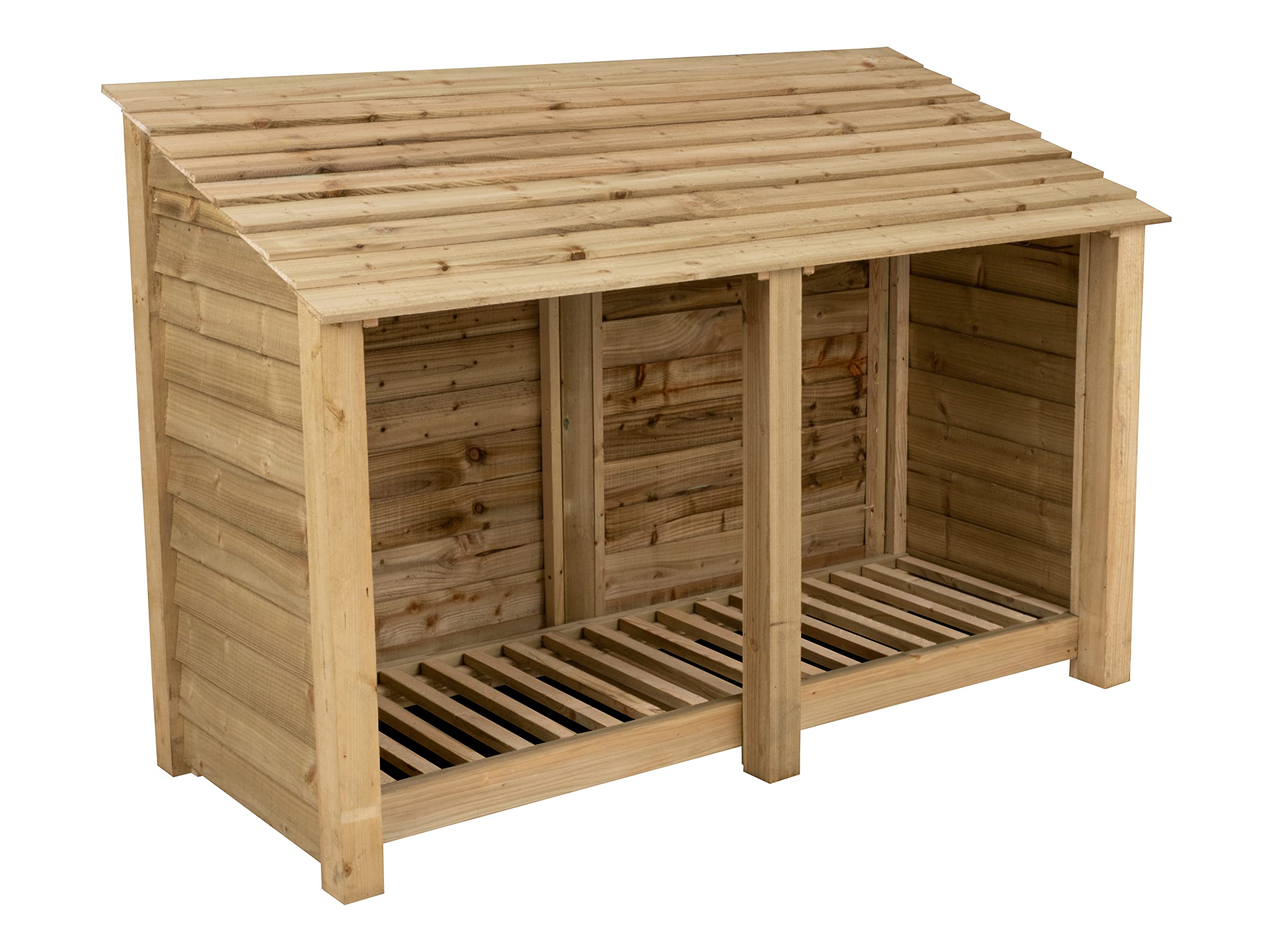 Arbor Garden Solutions Slatted Wooden Log Store W-119CmH-180CmD-88CmNatural (Light Green) Finish from B&Q