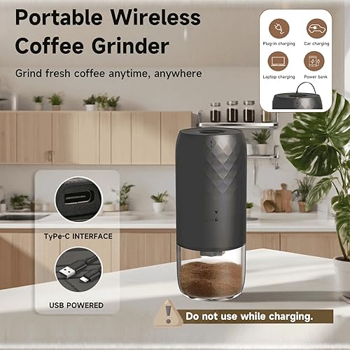 Miniatura 2 de Molinillos de café para uso doméstico, molinillo portátil de granos de café eléctrico con cepillo de limpieza, 20 tazas por carga, molinillo de
