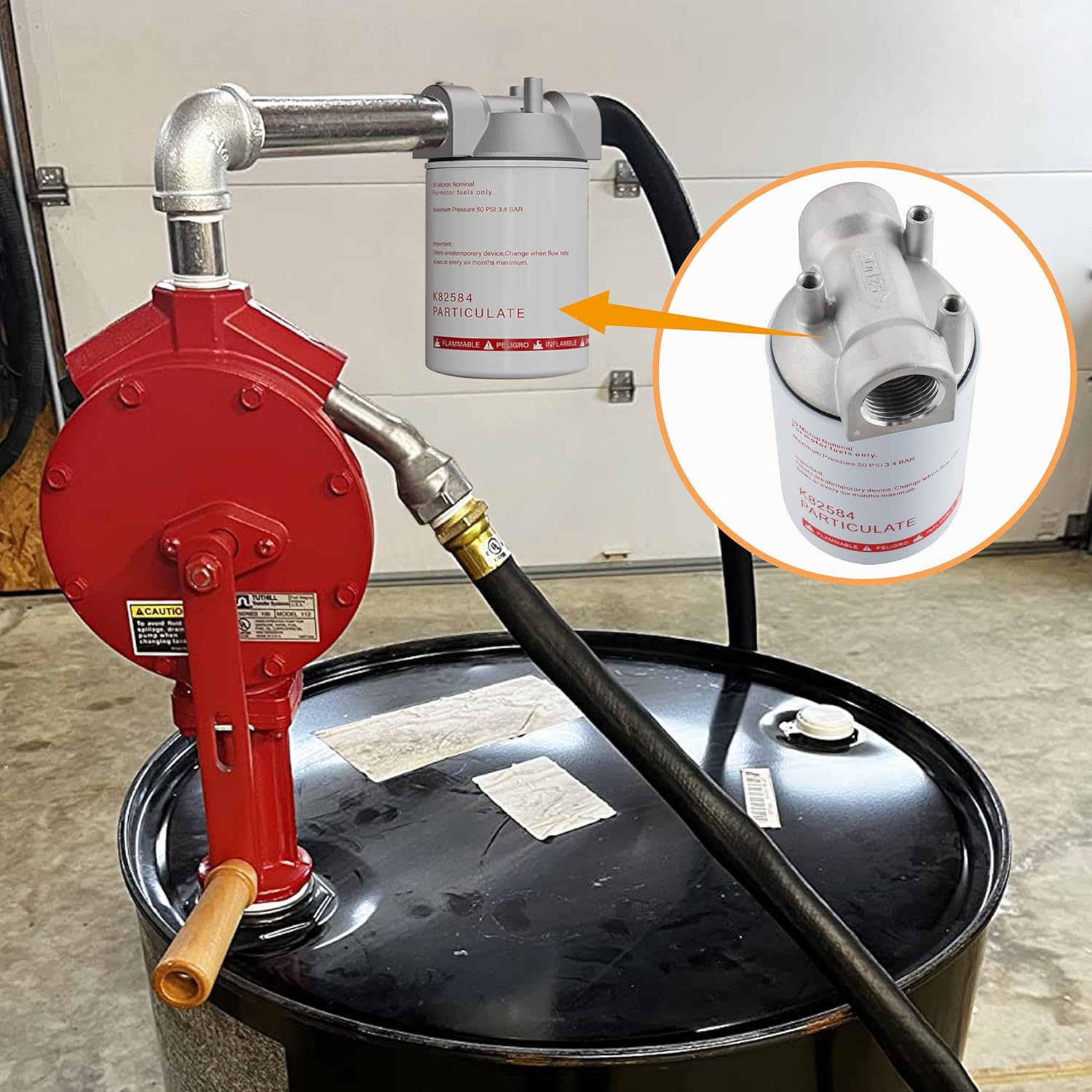 R18189-30 K82584 Fuel Water Separator Filter, 30 Micron 1 Inch NPT High Flow 25 GPM, Spin-On Cartridge for Diesel Gasoline Transfer Pump, Mobile Stationary Tank and Boat