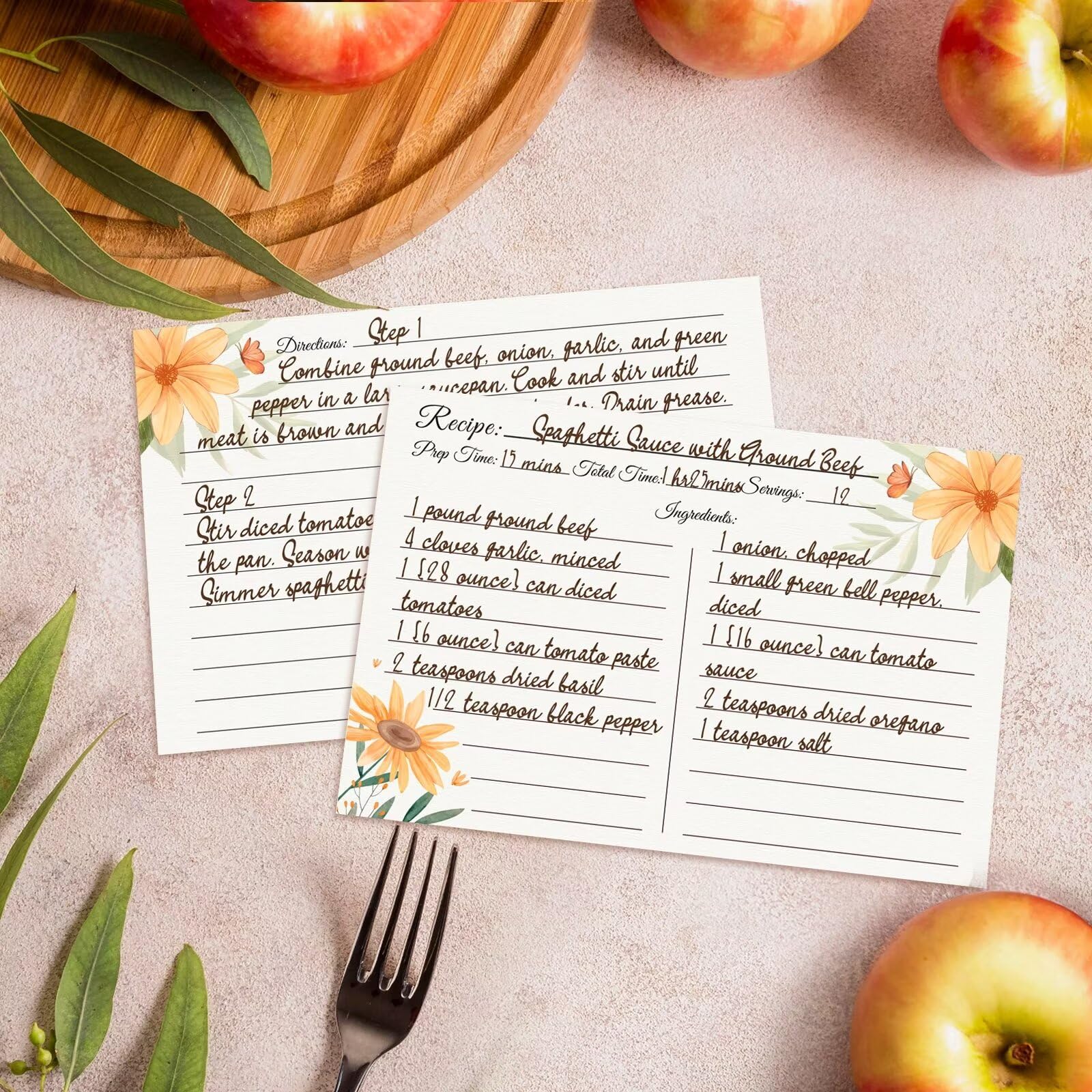 Recipe Cards 4x6, Premium Double-Sided Recipe Cards for Wedding, Bridal Shower, Housewarming, Set of 60 (4x6,Daisy)