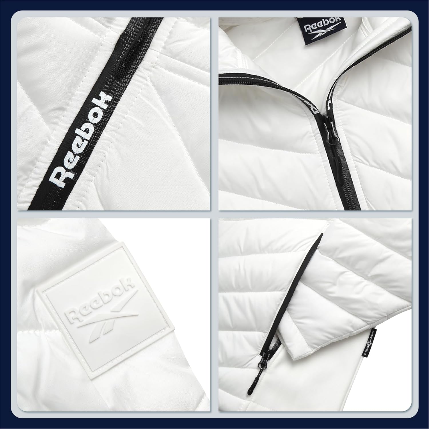 Reebok Womens Puffer Jacket - Midweight Quilted Snow Glacier Shield Full Zip Winter Coat for Women with Hood & Zip Pockets - Image 3