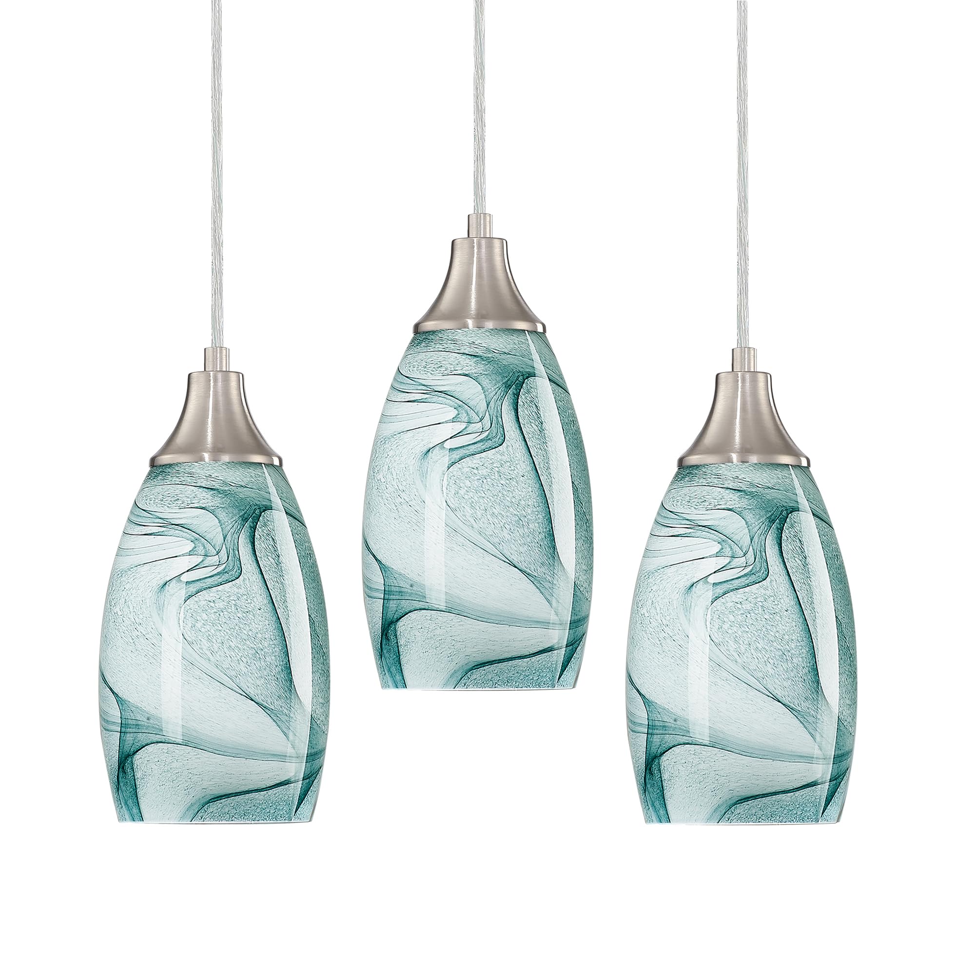 karyfine Mini Pendant Lights Kitchen Island Light Brown Glass Lamp