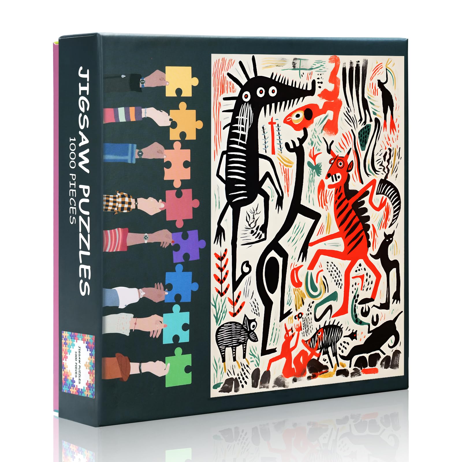 Abstraction Jigsaw Puzzles Graffiti Zebra, Giraffe, Cat, Deer, Snake and Other Animals Puzzle for Adults 1000 Pieces, Impossible Challenging Puzzles, 19.5 x 27.5 Inch