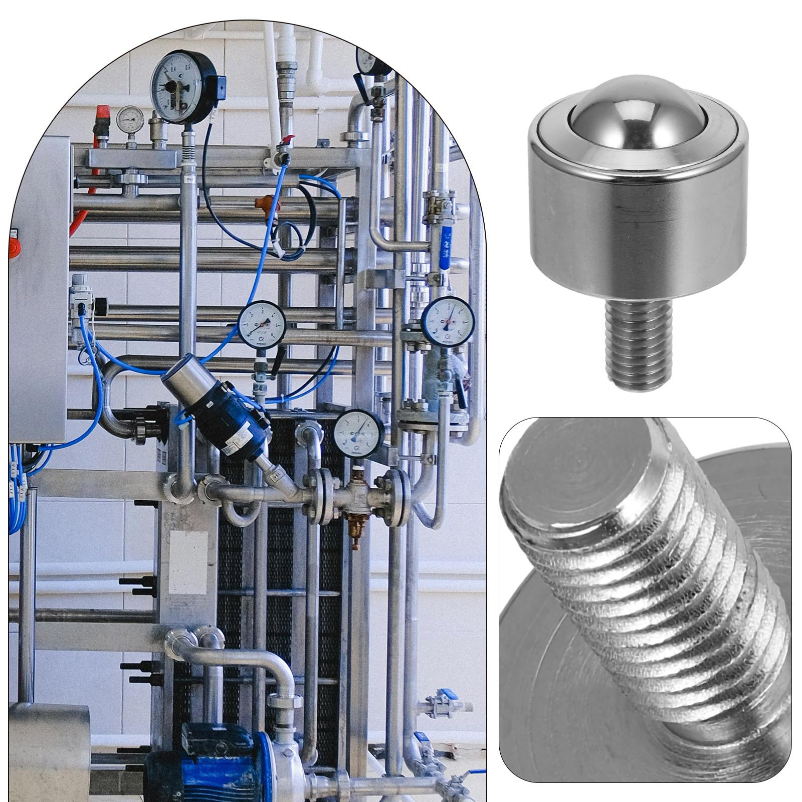 Rodamiento de de Transferencia Carga Máxima 150kg con Rosca de 12 Mm, Acero Resistente Adecuado para Transportadores Industriales y Equipos de