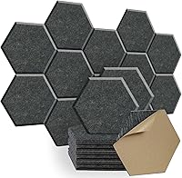Vista 10 de Paquete de 12 paneles acústicos autoadhesivos, 12 x 10 x 0.4 pulgadas, acolchado de alta densidad a prueba de sonido, aislamiento hexagonal a prueba