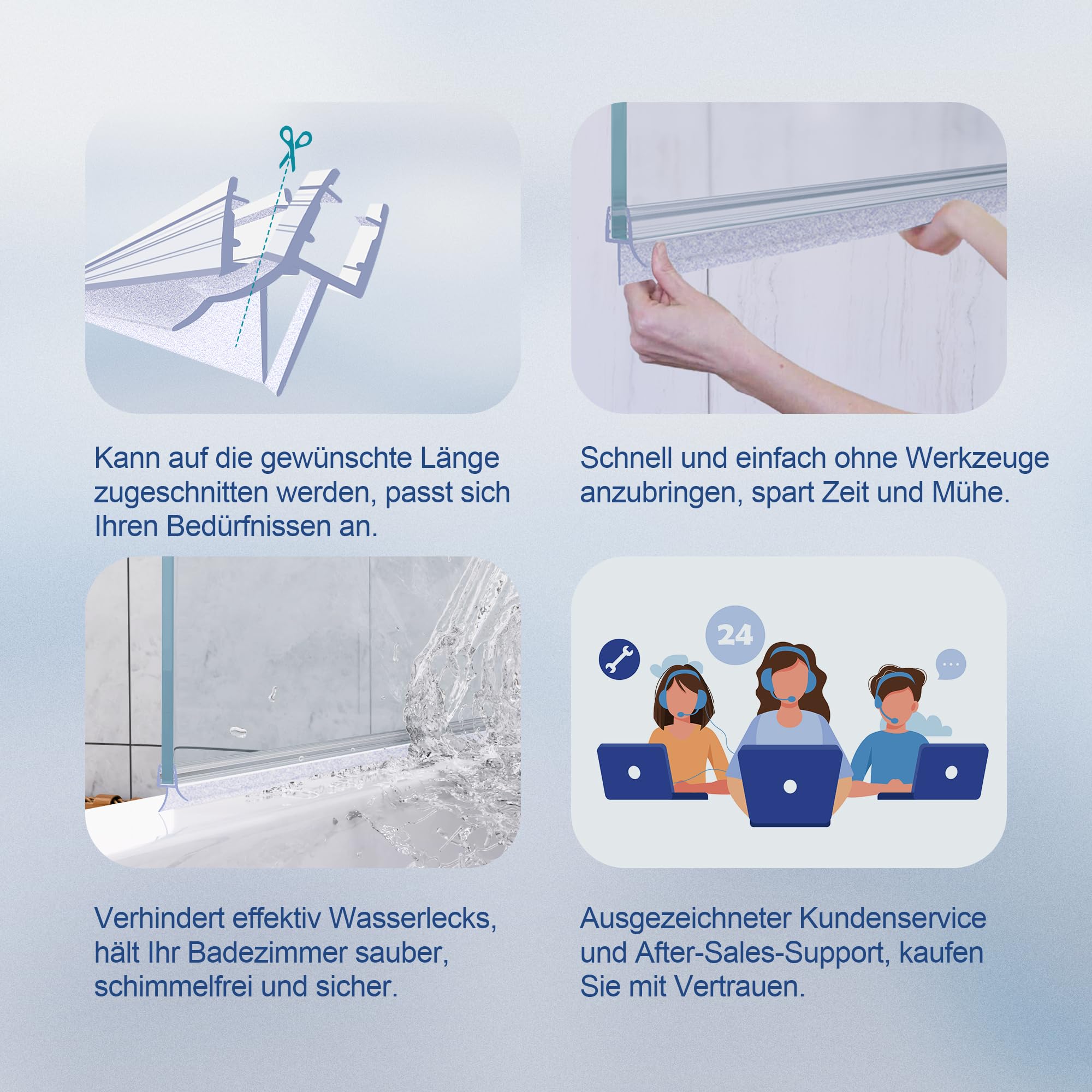 HNNHOME Joint Bas de Porte Douche 70cm - Paroi Étanchéité Verre 5-8mm | Joint en PVC souple, 100% étanche, anti-moisissure et UV, installation facile sans colle, sol de salle de bain sec garanti