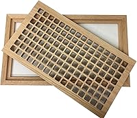 Vista 4 de Rejilla de ventilación de madera de roble blanco de 8 x 16 pulgadas, montaje empotrado con marco, estilo Eggcrate, sin terminar