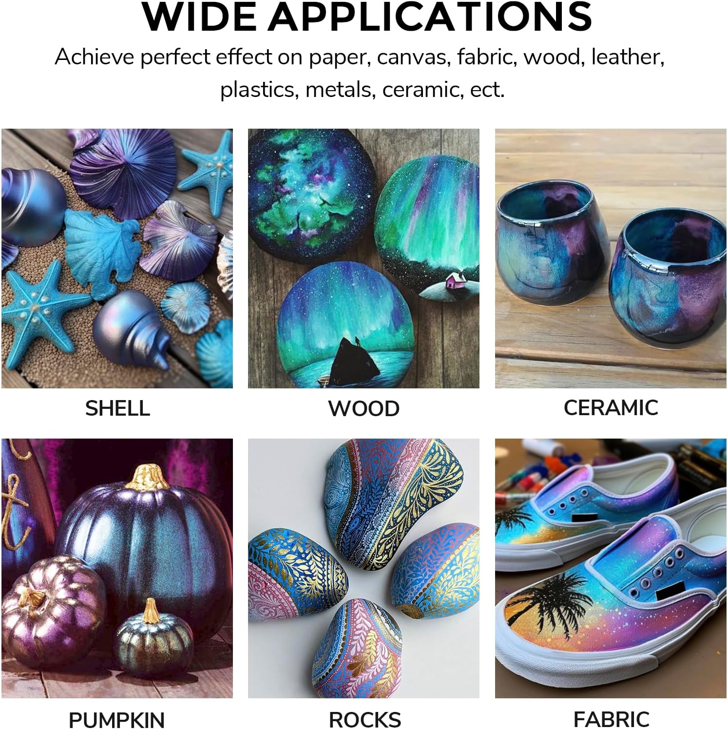 ABEIER Iridescent Acrylic Paint, Set of 20 Chameleon Colors, 8.45 oz/250ml Large Bulk Bottles, Color-shifting, Non-Toxic, High Viscosity, Blendable, Paints on Rocks Crafts Canvas Wood, Fabric, Ceramic & Stone