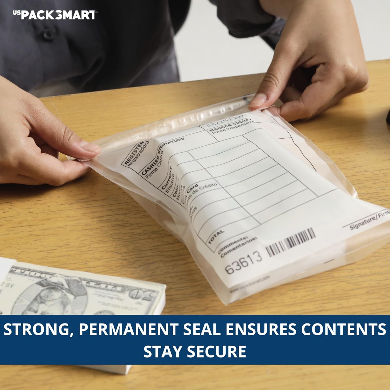 Clear Bank Deposit Bags 6"x9" 500-pack | Secure Bank Cash Transmittal Envelopes for Cash, Coins, Credit Cards, Checks, and More | Numbered, Self-Sealing, and Permanent Adhesive - Image 8